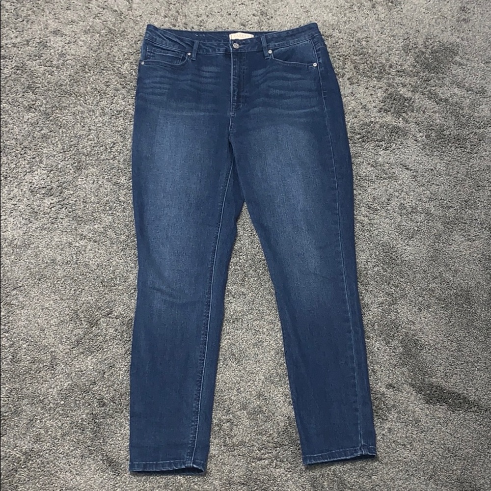 Blue high rise skinny jeans